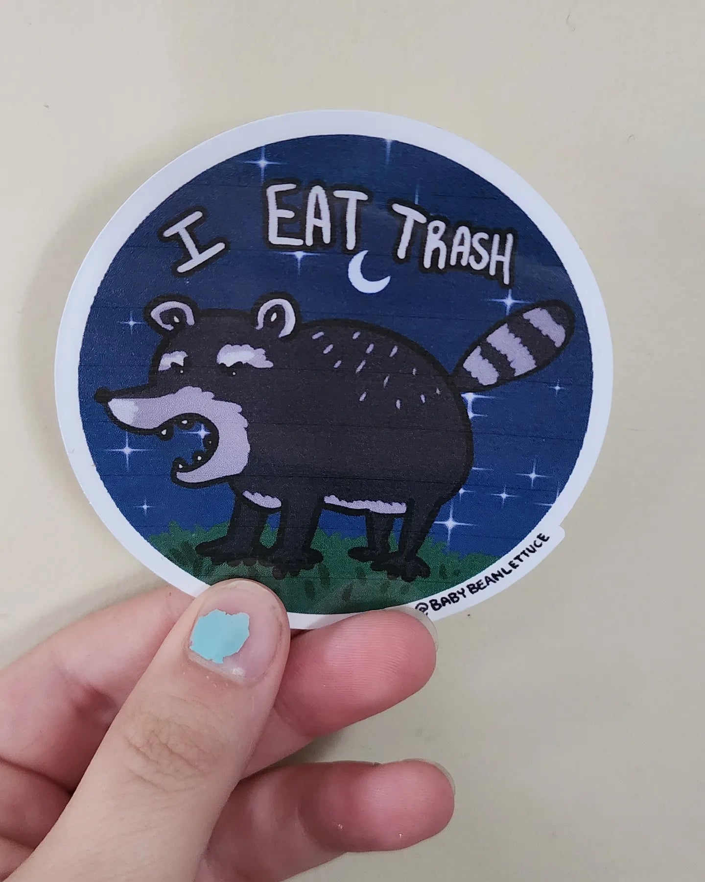 "I EAT TRASH" Raccoon Sticker - BabyBeanLettuce