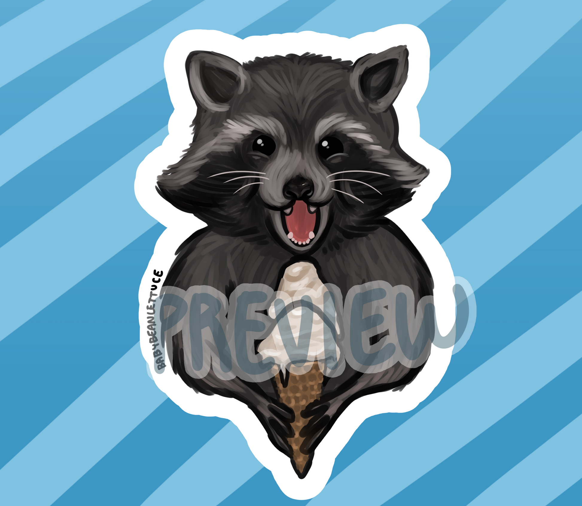 I Scream for Icecream Racoon Sticker - BabyBeanLettuce